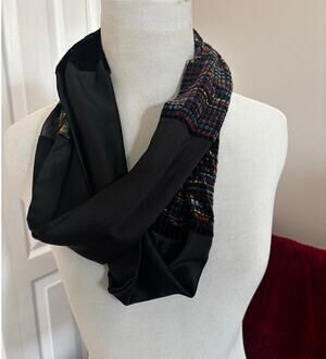 EUC Infinity Scarf, unique artisanal style, multi-color textile artistry 58 inch